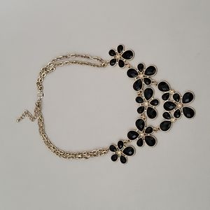 Black flowery statement necklace